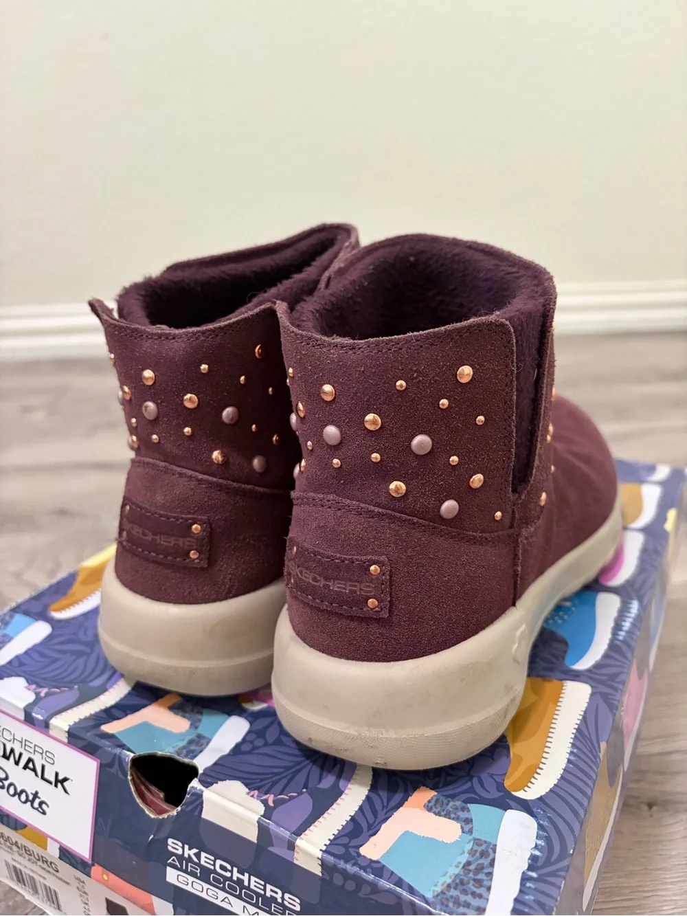 Skechers Suede-Look Studded Slip-On Ankle Boots
